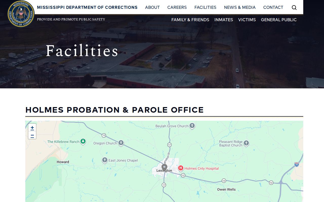 Holmes County post-release supervision office listing from MDOC