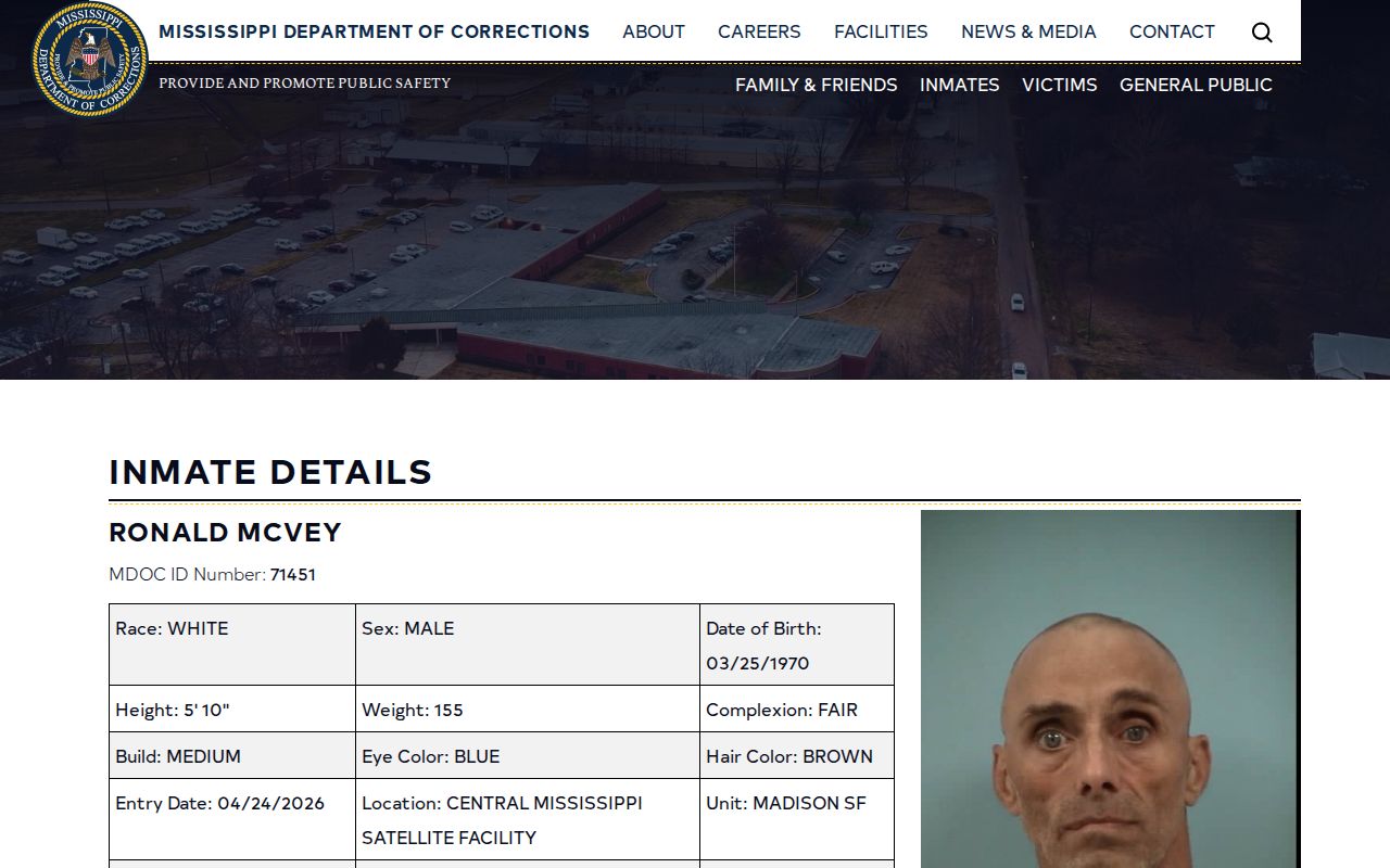 MDOC Tentative Release Date field example for Holmes County release-date research
